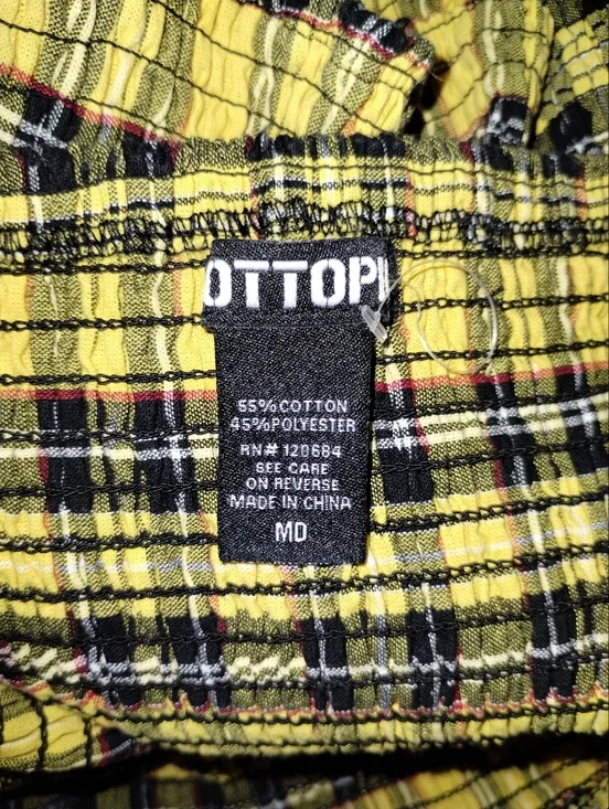 HOT TOPIC Yellow Plaid Square-Neck Women’s Top sz Medium - Picture 3 of 10